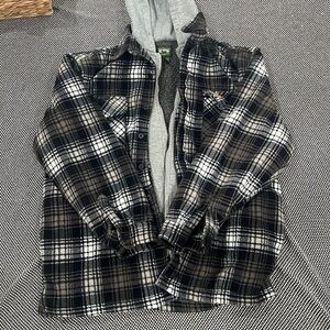 Mens fleece coat with hood